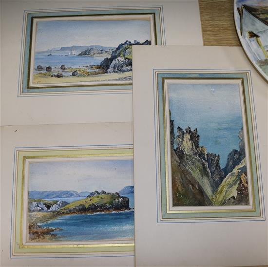 Three watercolours, Channel Islands interest, dated, 16 x 23cm